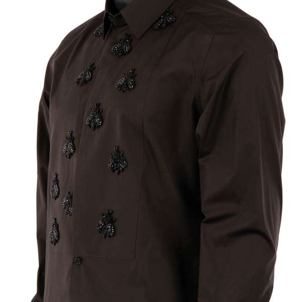 Dolce & Gabbana Gold Shirt with Bee Embroidery