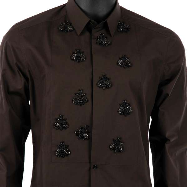 Dolce & Gabbana Gold Shirt with Bee Embroidery