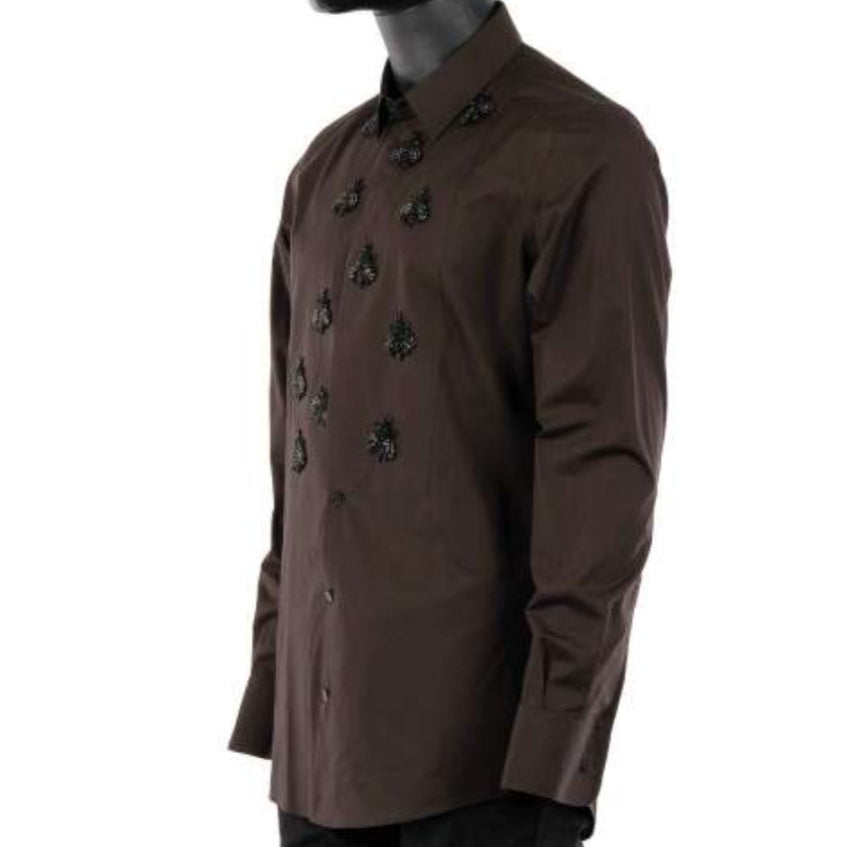Dolce & Gabbana Gold Shirt with Bee Embroidery