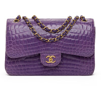 Flap Bag in Purple Alligator leather