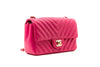 Vintage Pink Chevron Quilted Mini Flap Bag