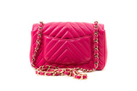 Vintage Pink Chevron Quilted Mini Flap Bag