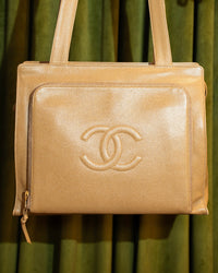 Chanel Vintage Beige Logo Handbag