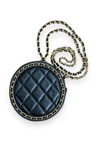 Matelasse Quilted Filigree Lambskin Chain Shoulder Bag Black