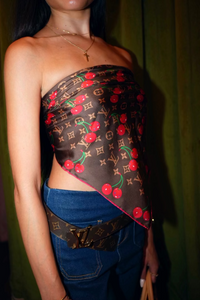 (New) Louis Vuitton Cherry Silk Scarf