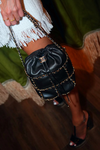 Vintage CC GHW Bucket Bag Chain Shoulder Bag Lambskin Leather Black