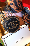 Matelasse Quilted Filigree Lambskin Chain Shoulder Bag Black