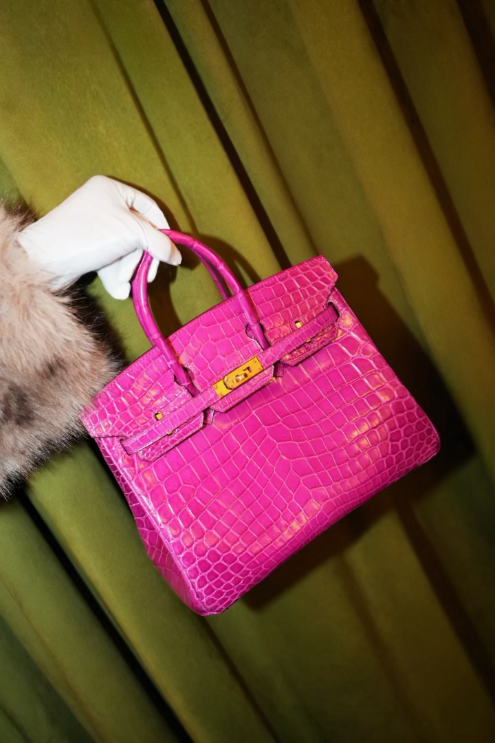 Birkin 25 Rose Scheherazade Shiny Porosus Crocodile