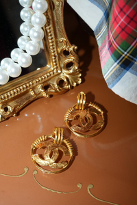 Vintage Gold Plated CC Logo Earrings