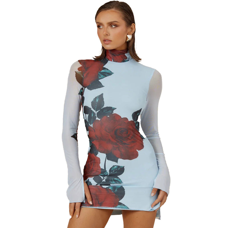 Jordi Red Rose Mini Dress