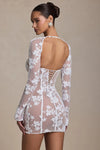 Andreia  Lace-Detail Corset Mini Dress in White