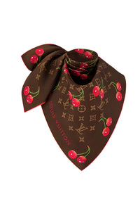 (New) Louis Vuitton Cherry Silk Scarf