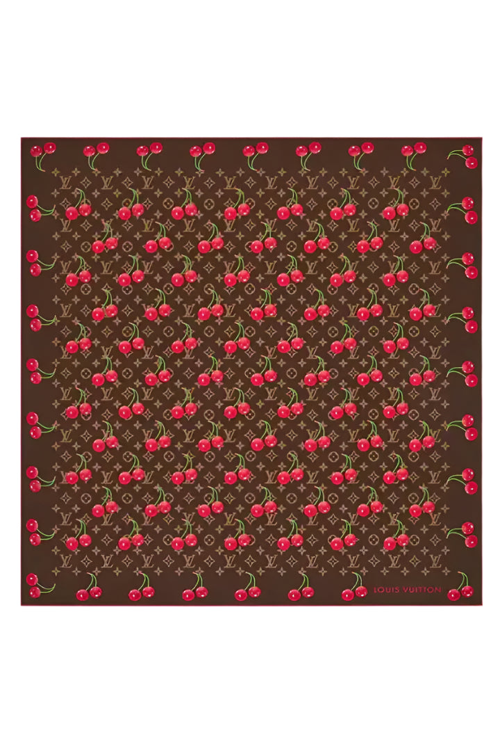 (New) Louis Vuitton Cherry Silk Scarf