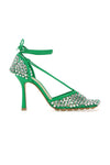 (New) Bottega Veneta Grass Green Mesh Stretch Sandals