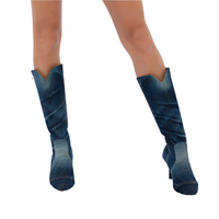 Denim Boots With Full Zipper