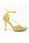 (New) Bottega Veneta Sparkle Stretch Sandals in Leather & Mesh