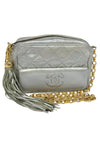 Metallic Gold Chain Strap Ice Cube Shopping Shoulder Bag Silver