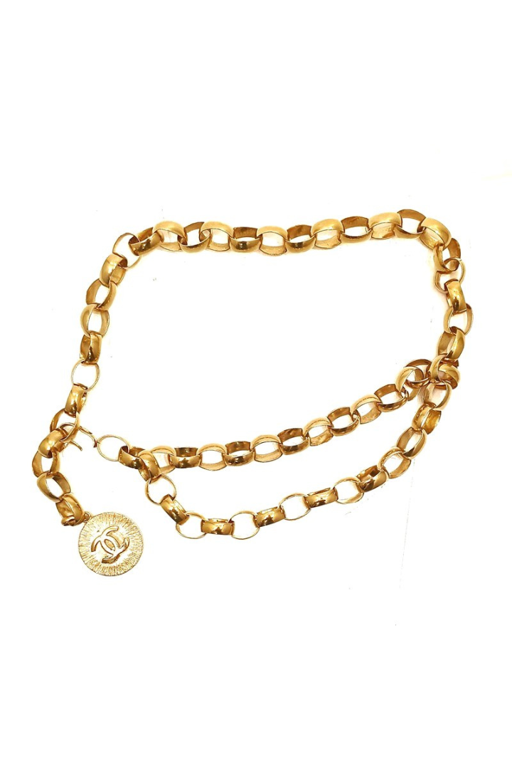 CC Logo Medal Coin Charm Thick Chain Belt