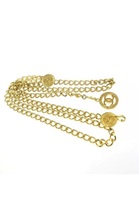 Vintage gold-tone Chanel CC Logo Coin Medallion Charm Chain Belt.