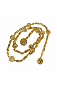 CC Coco Mark Logo Medal Necklace Belt coin Gold Plated