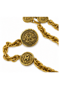 CC Coco Mark Logo Medal Necklace Belt coin Gold Plated