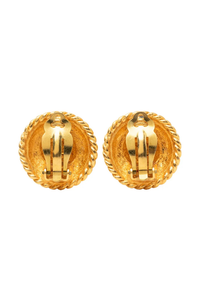 1995 Gold Plated Logo Round Clip On Earrings