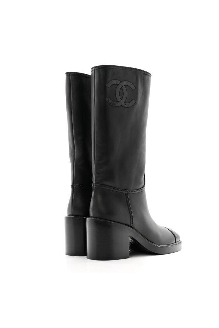 (New) Black leather Calf Boots