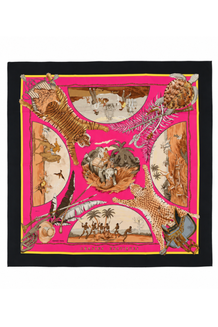 Chasses Exotiques" Silk Scarf 90