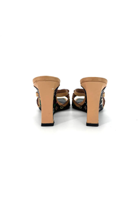 Monogram Multicolor Canvas And Leather Bow Wedge Sandals