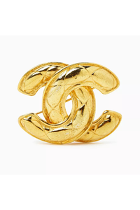CC Quilted Brooch in Gold-plated Metal