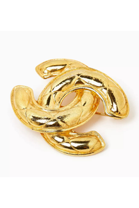 CC Quilted Brooch in Gold-plated Metal
