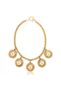 Vintage Chanel Statement Sunburst Logo Charm Necklace by Karl Lagerfeld 1980