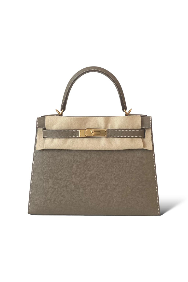 (New) Kelly 28 Veau Epsom Etoupe Gold Hardware