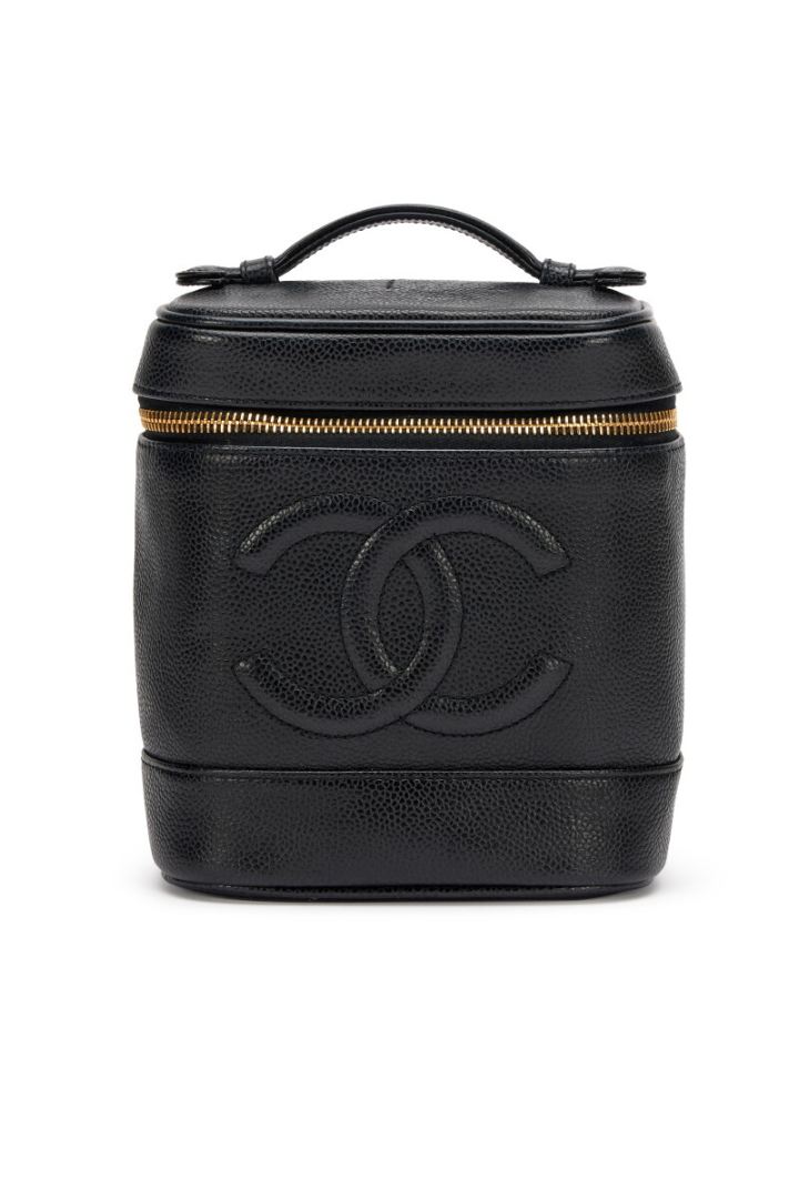 Black Caviar CC Tall Timeless Cosmetic Case Gold Hardware