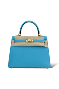 (New) Kelly 25 Veau Madame Bleu Gold Hardware