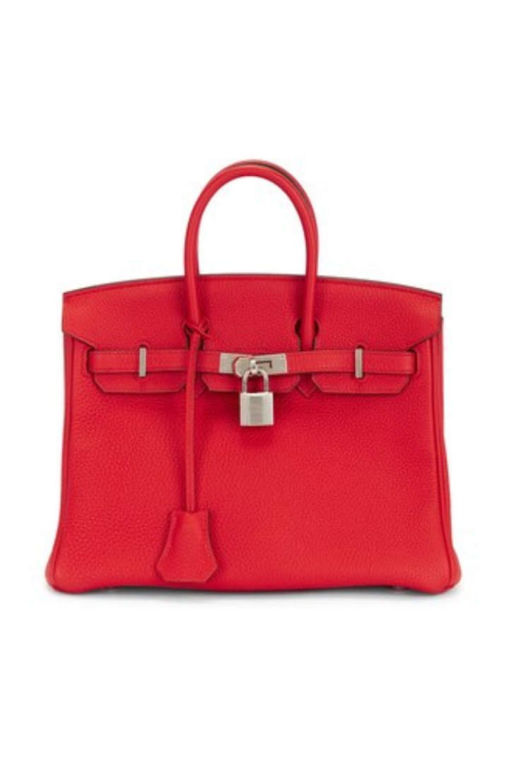 Birkin 25 Red Palladium Hardware