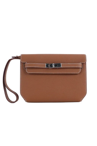 Kelly Dépêches pouch in Gold with palladium hardware.