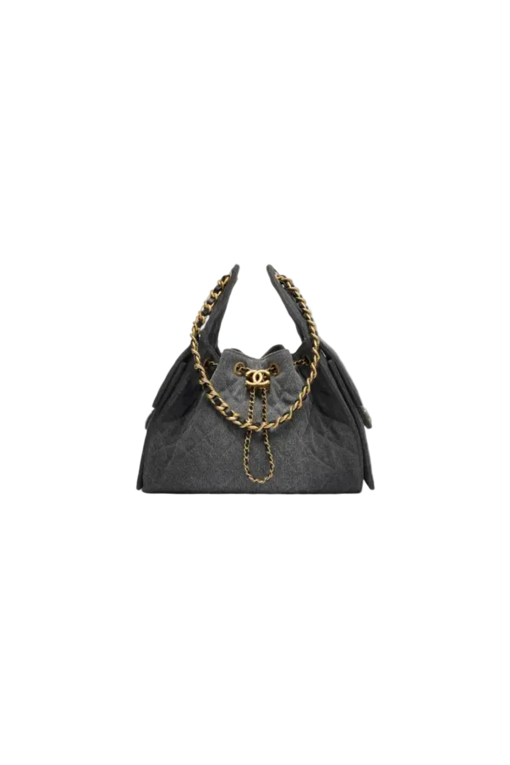 25 Small Handbag Washed Denim And Gold-Tone Metal