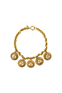 Vintage Chanel Statement Sunburst Logo Charm Necklace by Karl Lagerfeld 1980