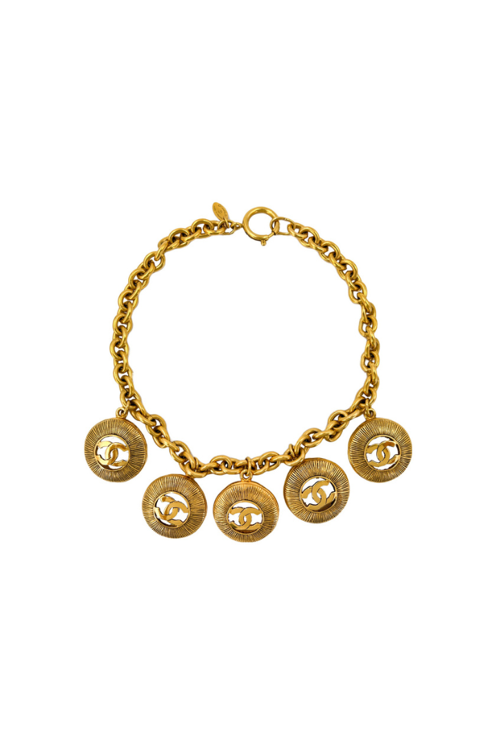 Vintage 5-Sunburst CC Choker Necklace