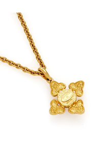 Gold Metal and Black Gripoix Double Strand Star Pendant Necklace