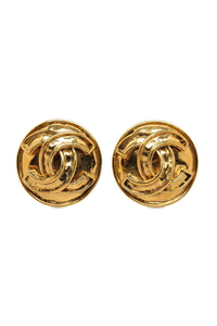 CC logo gold-plated clip-on earrings
