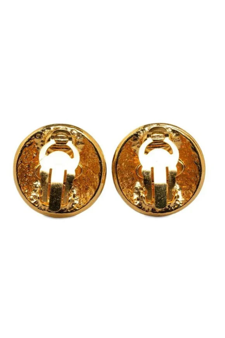 CC logo gold-plated clip-on earrings