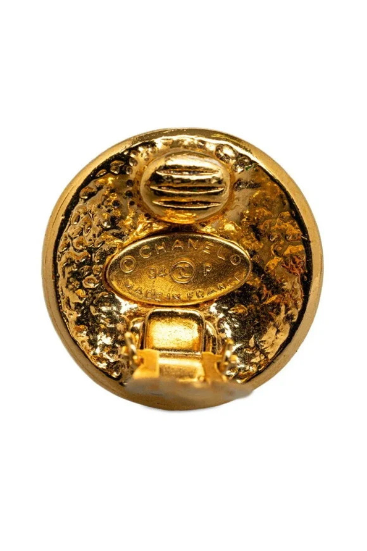 CC logo gold-plated clip-on earrings