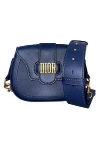 Blue Leather D-Fence Crossbody Bag