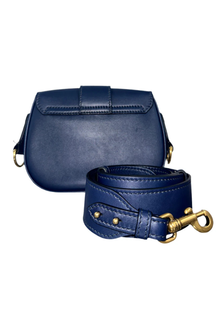 Blue Leather D-Fence Crossbody Bag