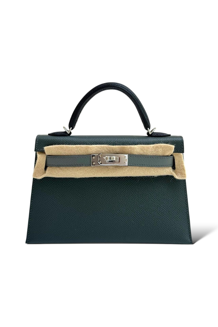 Mini Kelly Vert Mande Epsom PHW