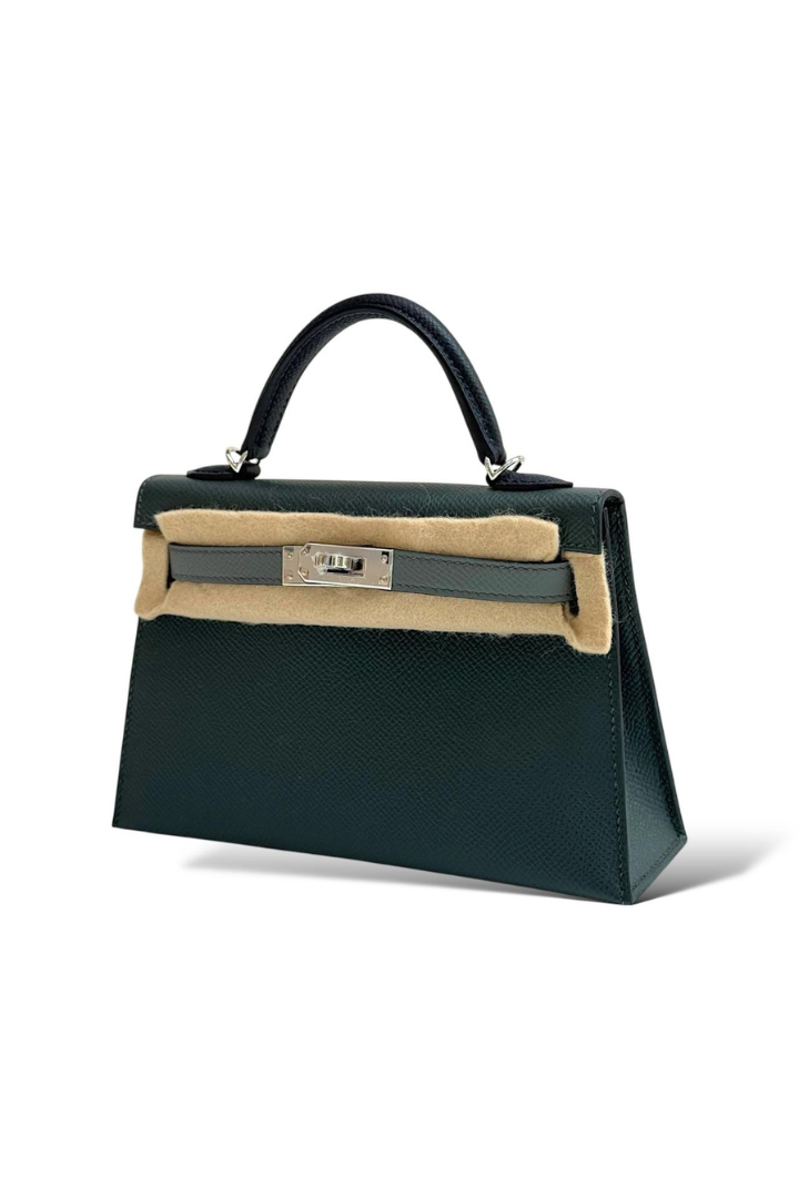 Mini Kelly Vert Mande Epsom PHW