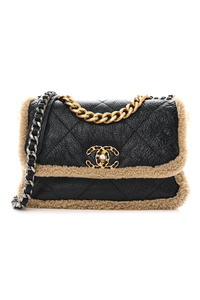 Shiny Crumpled Calfskin Shearling 19 Medium Flap