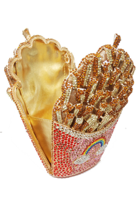 Crystal Clutch Purse Rhinestone Handbag French Fries